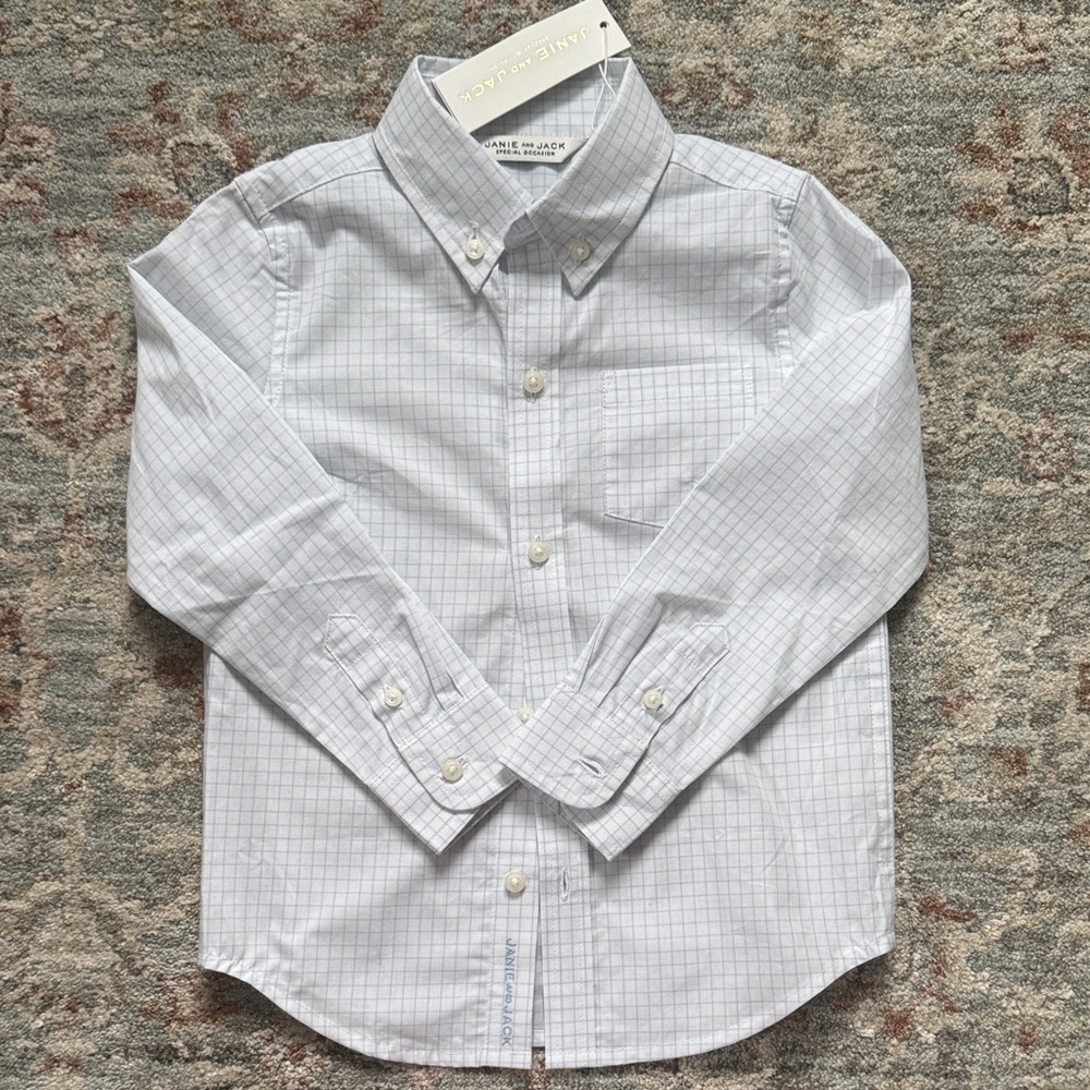 Janie and Jack Light Blue Grid Button-Down Shirt